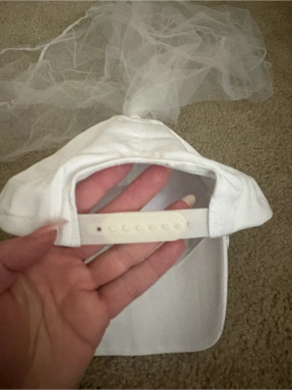 Wedding/Bachelorette Baseball hat with tulle veil attached - rosettes